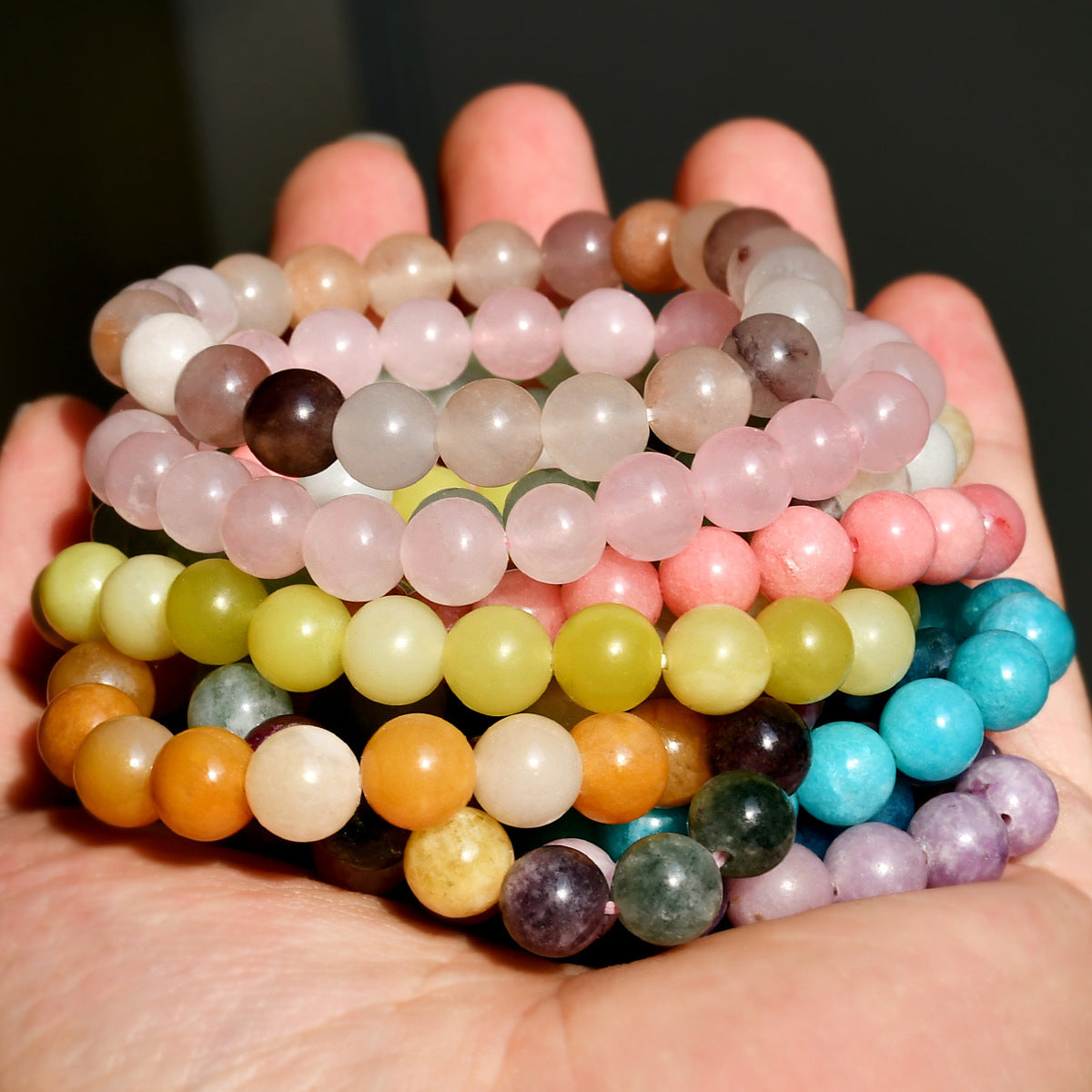 Wholesale  8mm colorful crystal beaded bracelet